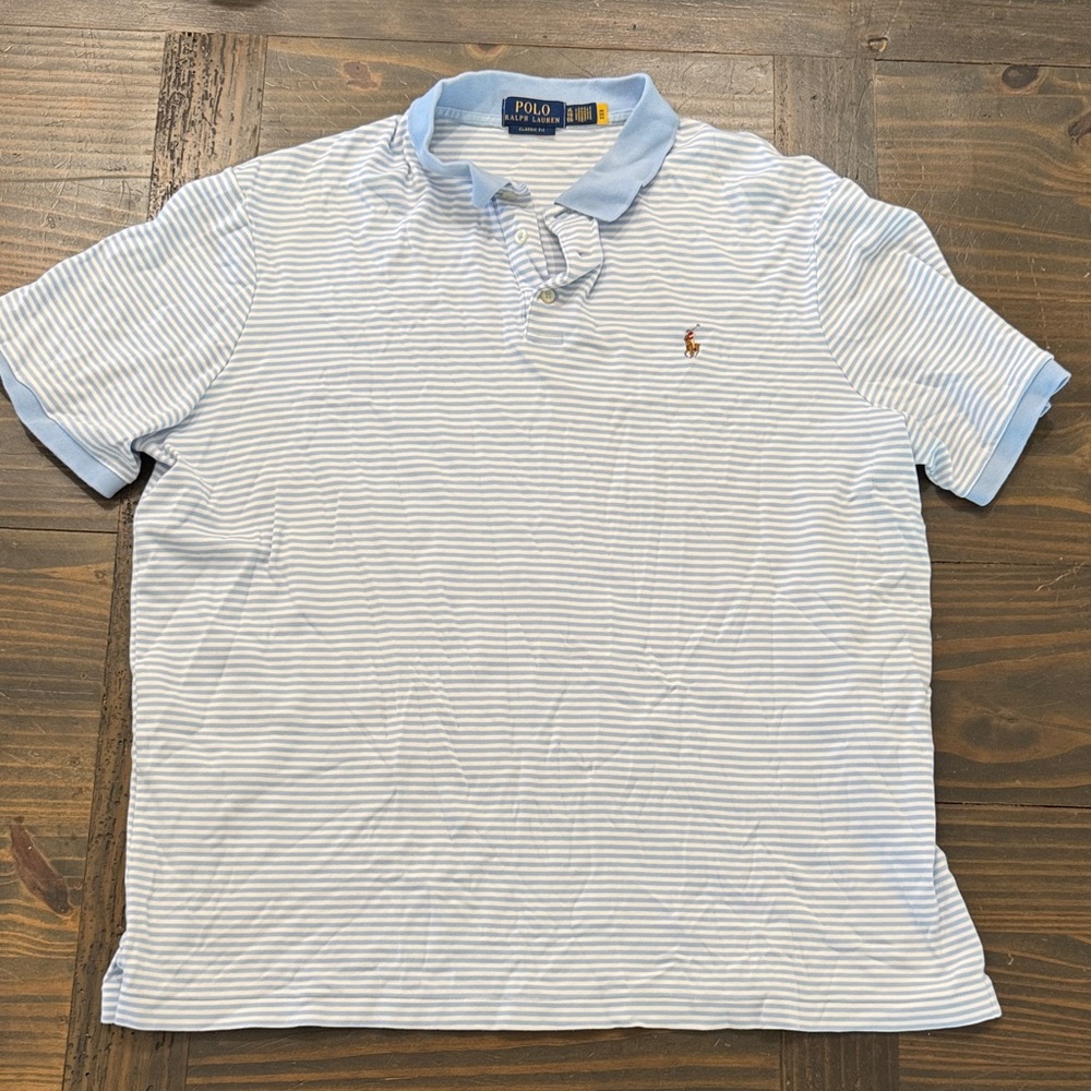 Polo by Ralph Lauren Light Blue & White Striped Polo Shirt